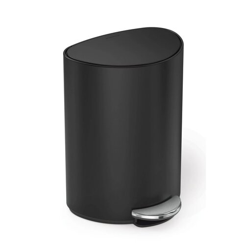 Simplehuman Pedalno smetnjak 6 l, polkrojen, črnamat jeklo, plastika