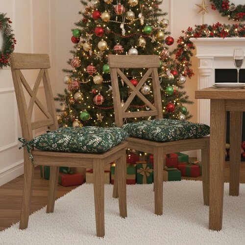 Prešívaný sedák Zelená Vianoce, 40 x 40 cm