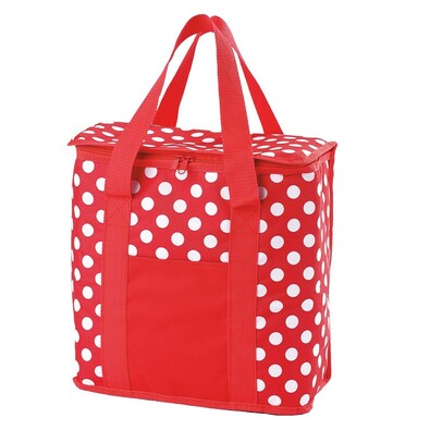 Torba termiczna, czerwona w białę groszki, 20 l