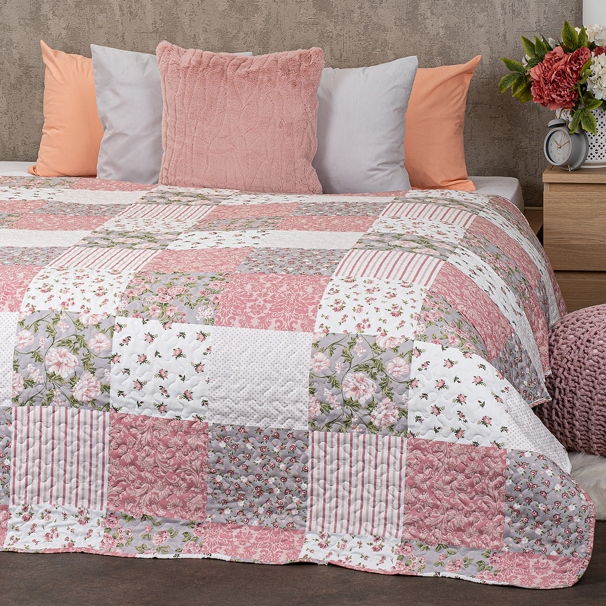 4Home Tagesdecke Pink Rose Patchwork, 220 x 240 cm | 4Home