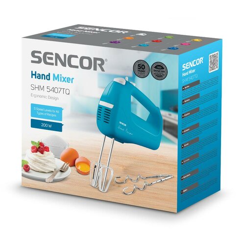 Sencor SHM 5407TQ kézi habverő, világoskék színben