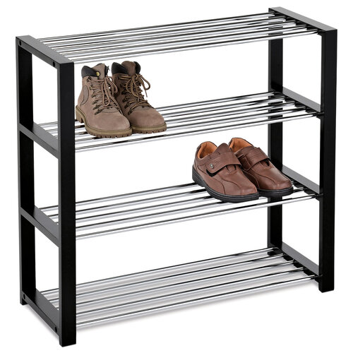 Schuhregal 4 Etagen, Schwarz, 80 x 30 x 73 cm