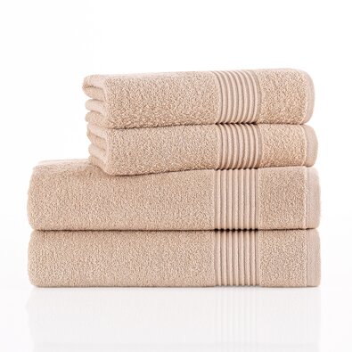 4Home Comfort Bade- und Handtuch-Set beige, 2 Stück 70 x 140 cm, 2 Stück 50 x 100 cm