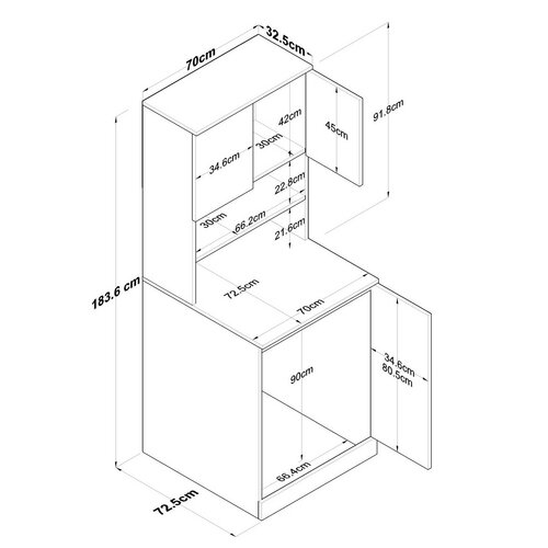 Skriňa nad práčku Kira White and Walnut