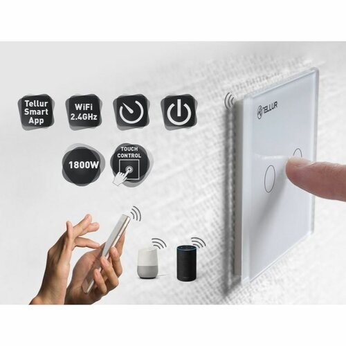 Tellur WiFi Smart Switch, 2 porty, 1800 W, 10 A, biały