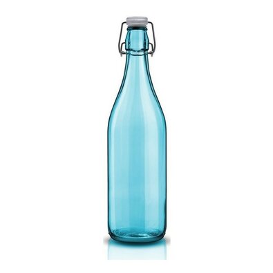 Bormioli Rocco Sklenená fľaša s clip uzáverom GIARA, 1 l, modrá