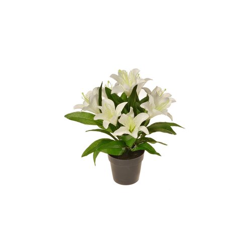 Umělá Lilie velkokvětá v květináči bílá, v. 30 cm