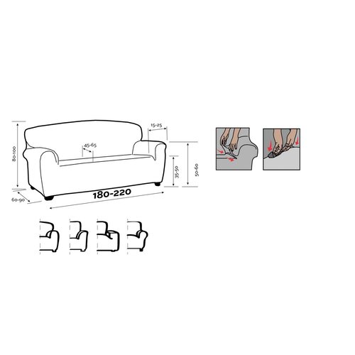 Pokrowiec elastyczny na kanapę ESTIVELLA beżowy, 180-220 cm