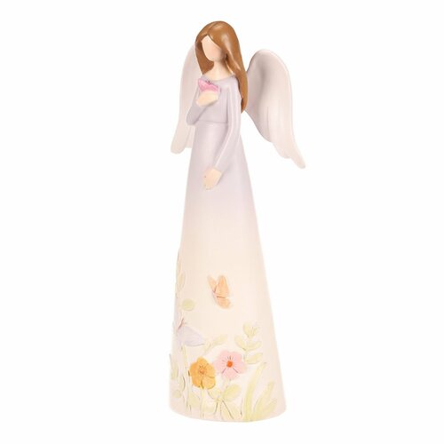 Dekoracija figurka cvetlični angel, sv. vijolična,9 x 6 x 21 cm, poliresin