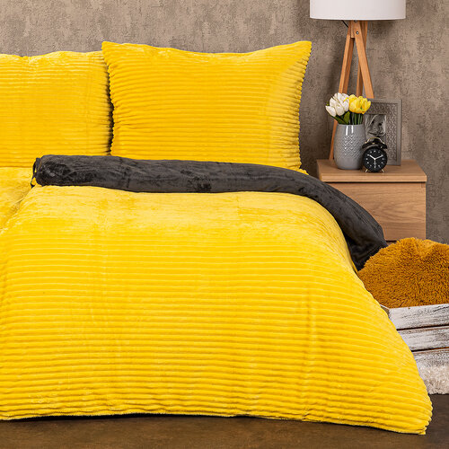 4Home Posteljnina iz mikroflanela Stripe rumena,140 x 200 cm, 70 x 90 cm