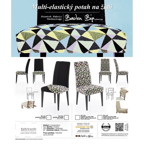 Večelastični prevlek za celoten stol Baden Big, 60x 50 x 50 cm, komplet 2 kos