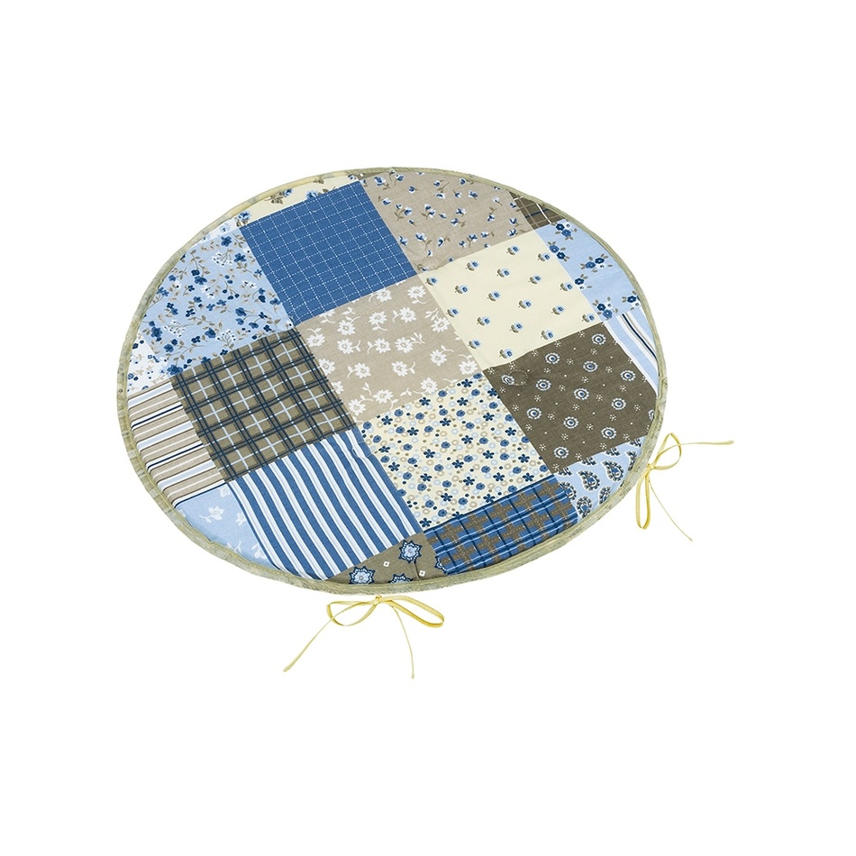 Bellatex Sedák Adela okrúhly hladký Patchwork modrá, 40 x 40 cm
