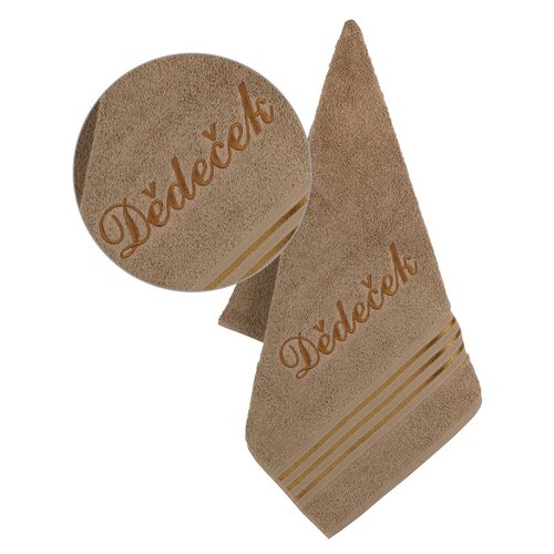 Bellatex Nagyapa frottír törölköző hímzéssel barna, 50 x 100 cm