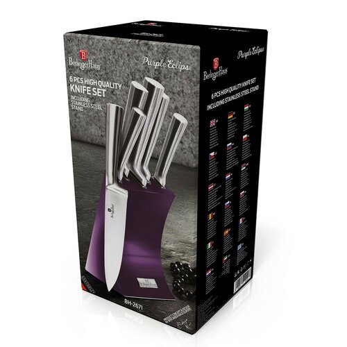 Berlinger Haus 6-teiliges Messerset in Halter  Royal Purple Metallic Line