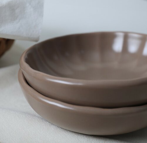 Sada 6 kameninových misek Laguna 12 cm, hnědá