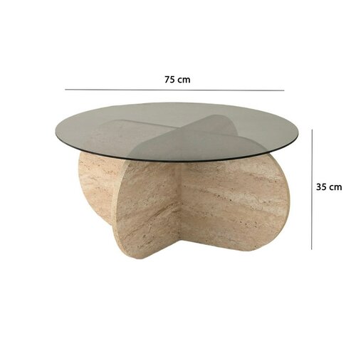 Bubble Travertine dohányzóasztal sötét üveggel
