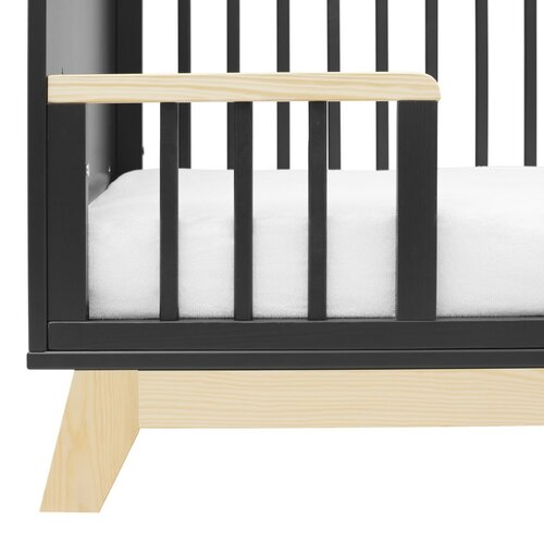 New Baby Crib Marcus cu barieră, negru / natural