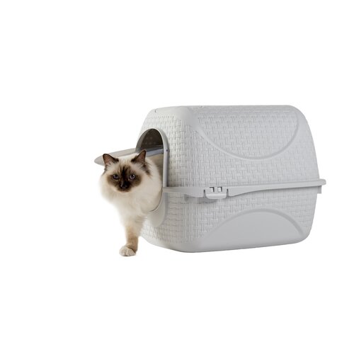 Mačji WC Rattan siva, 42 x 50,5 x 40 cm