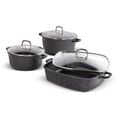 Lamart LT1287 Set de 6 vase de gătit din fontă,negru