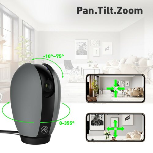 Cameră de interior Tellur Wifi Smart FullHDPan and Tilt, gri