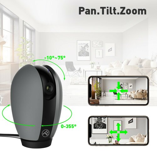 Tellur Wifi Smart Vnútorná kamera FullHD Pan and Tilt, sivá