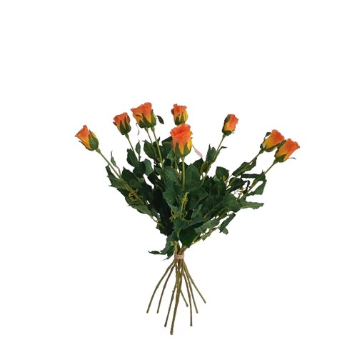 Levně Umělá květina poupě Růže oranžová, 64 cm, 9 ks