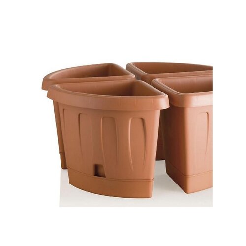 Bama Eckiger Blumentopf mit Untersetzer Victoria Terrakotta, 40 x 54 x 45 cm