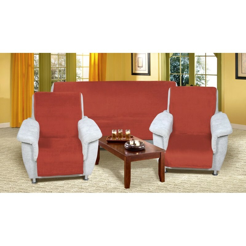 Bellatex Narzuty na zestaw wypoczynkowy Korall micro terrakota, 150 x 200 cm, 2 szt. 65 x 150 cm