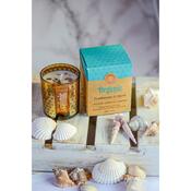 Organikus füstölő gyertya Frankincense &amp; Myrrh200 g üvegben, aranyfóliával