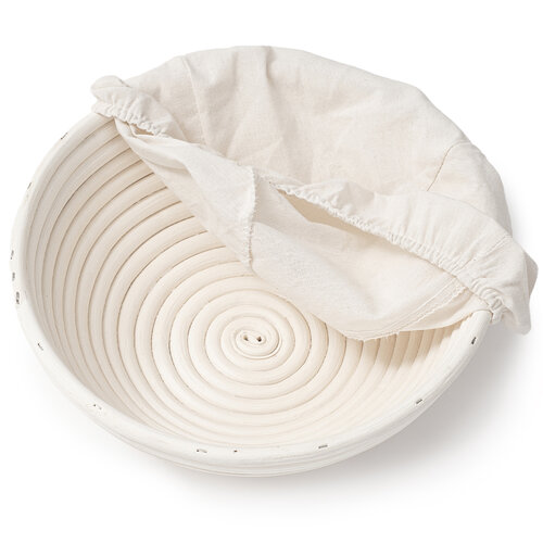 HOME ELEMENTS Coș rotund cu inserție din țesătură,25 x 8,5 cm