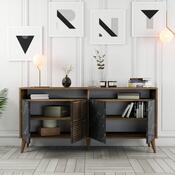 Dulap Milan Walnut and Black Marble