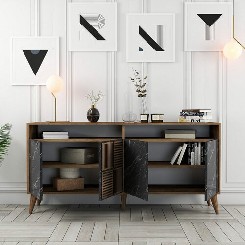 Szafka Milan Walnut and Black Marble