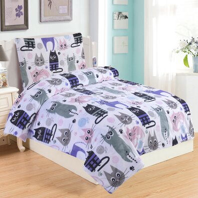 Постільна білизна мікроплюш Кішка, 140 x 200 см, 70 x 90 см