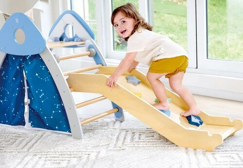 Hape Detská drevená preliezačka s rebríkom a šmýkačkou 4v1
