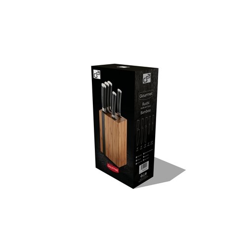 G21 Gourmet Rustic késkészlet 5 db + bambusz blokk