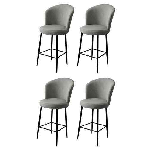 Barstuhl-Set Fora Grey and Black, 4 Stück