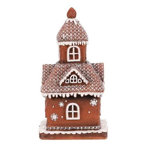 Vánoční dekorace Domek perníkový ,polyresin, LED, hnědá