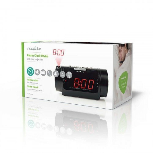 Nedis Ceas deșteptător digital cu radio șiproiecție Ecran LED de 0,9"