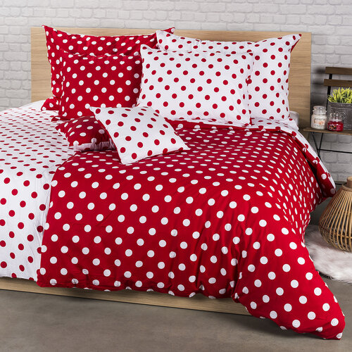Lenjerie de pat 4Home din bumbac Buline roșii, pentru 2 persoane, 220 x 200 cm, 2 buc. 70 x 90 cm