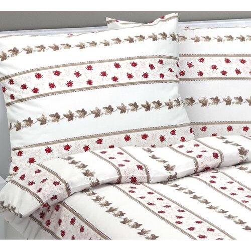 Bellatex Flanell-Bettwäsche Rose in Streifen, 140 x 220 cm, 70 x 90 cm