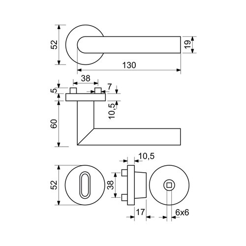 Türbeschläge aus Edelstahl RK.LP-FORM.WC.CE