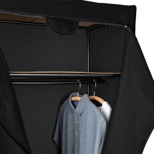 Wenko Faltbarer Kleiderschrank aus PEVA-Folie mit Regal, Deep Black, 160 x 50 x 75 cm