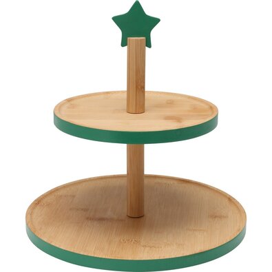 Bambusový etažér na cukroví 2 poschodia, zelená