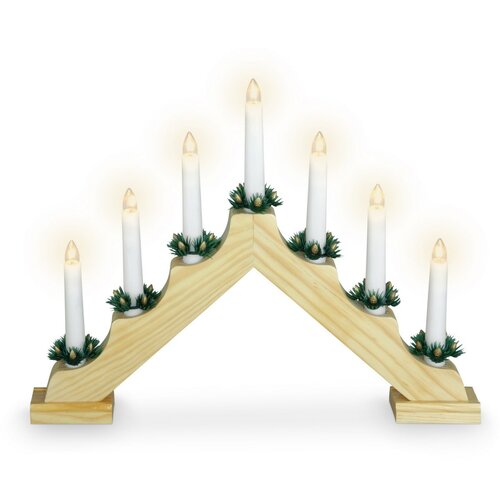 Božični svečnik Candle Bridge rjav, 7 LED