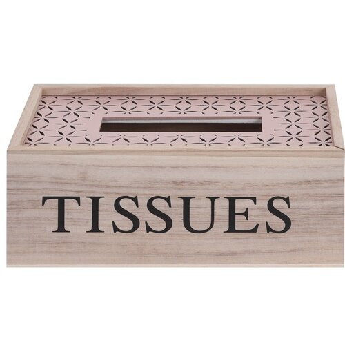 Drewniane pudełko na chusteczki Trento różowy, 24 x 13 cm