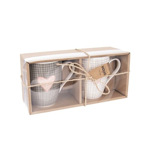 Orion 2-delni set porcelanastih skodelic PINKHEART, 350 ml