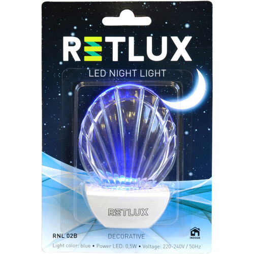 Retlux LED Nočné svetlo mušľa modrá
