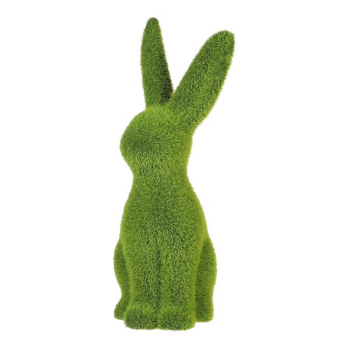 Kaninchen aus Keramik mit grünem Plüsch, 11 x 9 x 25 cm