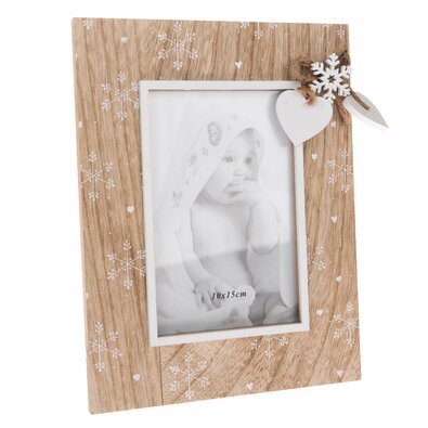 Leseni okvir za fotografije Heart and flake rjava,22 x 17 cm