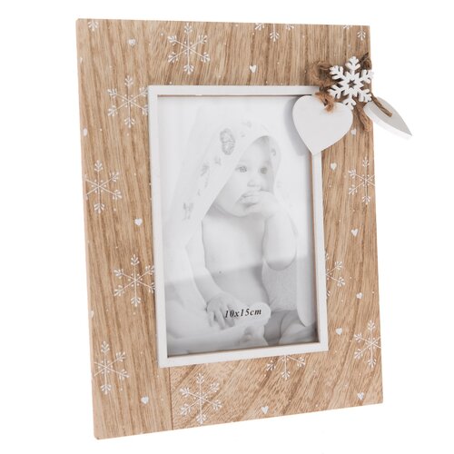 Leseni okvir za fotografije Heart and flake rjava,22 x 17 cm